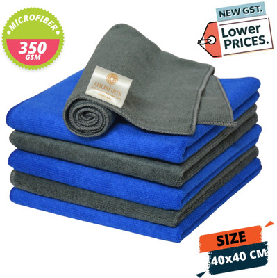 MUSHIES Microfiber Vehicle Washing  Cloth(Pack Of 6, 350 GSM)
