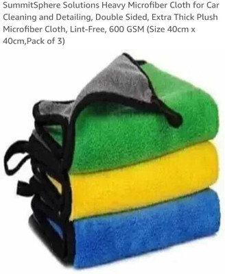 SummitSphere Solutions Microfiber Vehicle Washing  Cloth(Pack Of 3, 600 GSM)