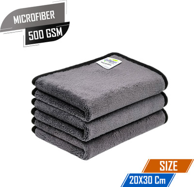 SOFTSPUN Microfiber Vehicle Washing  Cloth(Pack Of 3, 500 GSM)