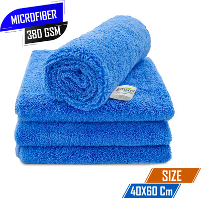 SOFTSPUN Microfiber Vehicle Washing  Cloth(Pack Of 4, 380 GSM)