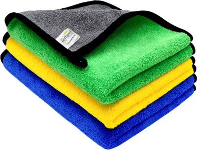 SOFTSPUN Microfiber Vehicle Washing  Cloth(Pack Of 3, 600 GSM)