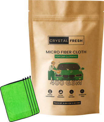 CRYSTALFRESH Microfiber Vehicle Washing  Cloth(Pack Of 4, 400 GSM)