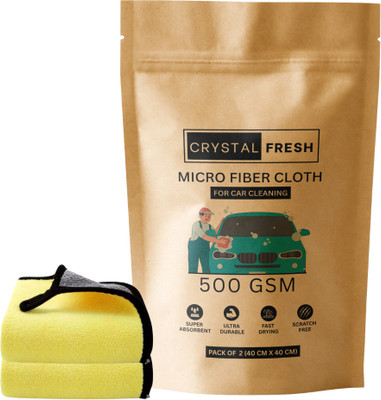 CRYSTALFRESH Microfiber Vehicle Washing  Cloth(Pack Of 2, 500 GSM)