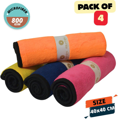 MUSHIES Microfiber Vehicle Washing  Cloth(Pack Of 4, 800 GSM)