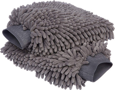 Favoto Microfiber Vehicle Washing  Washing Mitt Hand Glove(Pack Of 2)