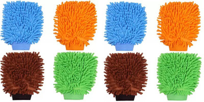 taransha Microfiber Vehicle Washing  Washing Mitt Hand Glove(Pack Of 8)