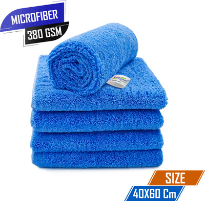 SOFTSPUN Microfiber Vehicle Washing  Cloth(Pack Of 5, 380 GSM)