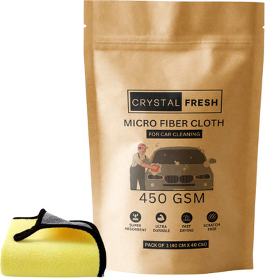 CRYSTALFRESH Microfiber Vehicle Washing  Cloth(Pack Of 1, 450 GSM)