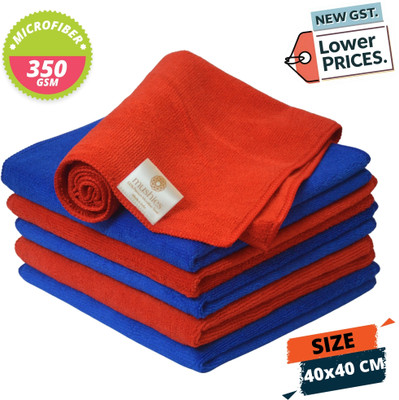 MUSHIES Microfiber Vehicle Washing  Cloth(Pack Of 6, 350 GSM)