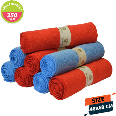 MUSHIES Microfiber Vehicle Washing  Cloth(Pack Of 8, 350 GSM)