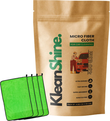 KleanShine Microfiber Vehicle Washing  Cloth(Pack Of 4, 450 GSM)