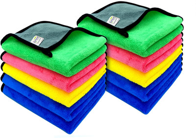 SOFTSPUN Microfiber Vehicle Washing  Cloth(Pack Of 10, 600 GSM)