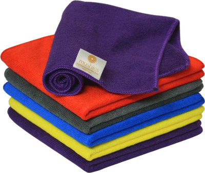 MUSHIES Microfiber Vehicle Washing  Cloth(Pack Of 6, 340 GSM)