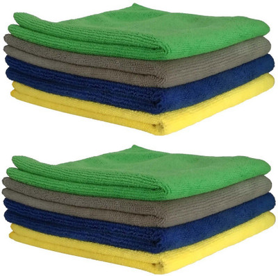 Hitvik Microfiber Napkin To Clean Your Face (Pack of 8) 250 GSM Multicolor 40*40 cm Wet and Dry Microfiber Cleaning Cloth(8 Units)
