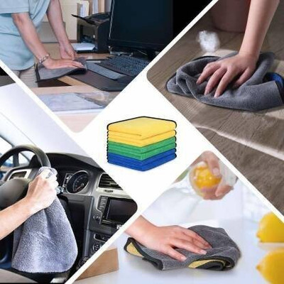Manav Lint Free Dual Sided Vehicle, Glass & floor Cleaning Cloth MCt40x1.116 Wet and Dry Microfiber Cleaning Cloth