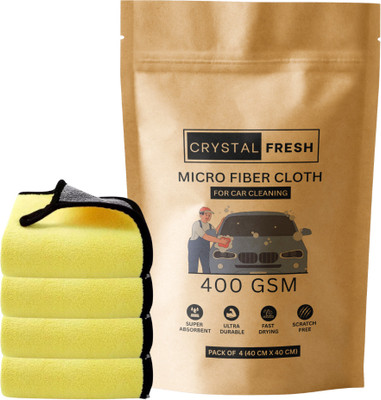 CRYSTALFRESH Microfiber Vehicle Washing  Cloth(Pack Of 4, 400 GSM)