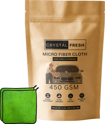 CRYSTALFRESH Microfiber Vehicle Washing  Cloth(Pack Of 2, 450 GSM)