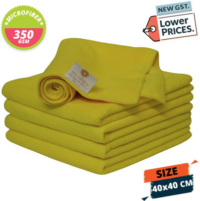 MUSHIES Microfiber Vehicle Washing  Cloth(Pack Of 5, 350 GSM)