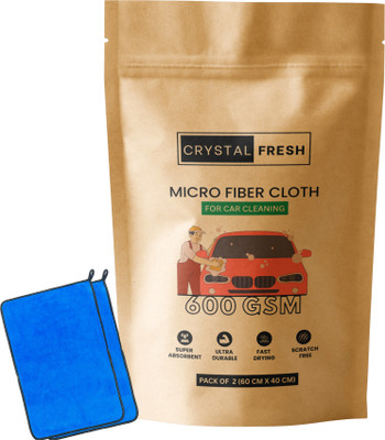 CRYSTALFRESH Microfiber Vehicle Washing  Cloth(Pack Of 2, 600 GSM)