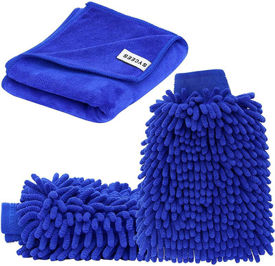CARTMAN Microfiber Vehicle Washing  Washing Mitt Hand Glove(Pack Of 3)