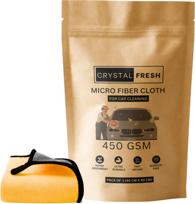 CRYSTALFRESH Microfiber Vehicle Washing  Cloth(Pack Of 1, 450 GSM)