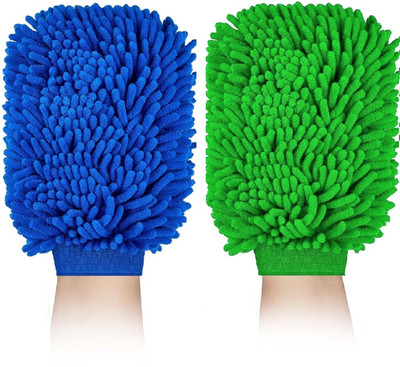 Clivemont Microfiber Vehicle Washing  Hand Glove(Pack Of 2)