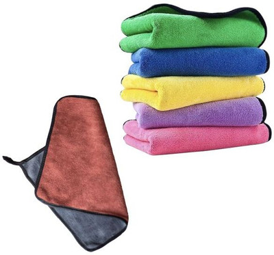 MEGAKLEEN Microfiber Vehicle Washing  Cloth(Pack Of 5, 600 GSM)