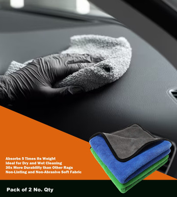 WASEF Fabric Vehicle Washing  Cloth(Pack Of 2, 300 GSM)
