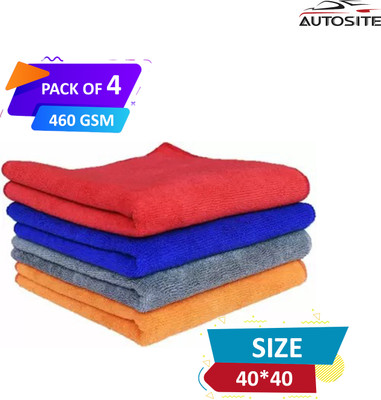 AUTOSITE Microfiber Vehicle Washing  Cloth(Pack Of 4, 460 GSM)
