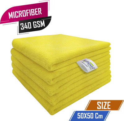 SOFTSPUN Microfiber Vehicle Washing  Cloth(Pack Of 5, 340 GSM)