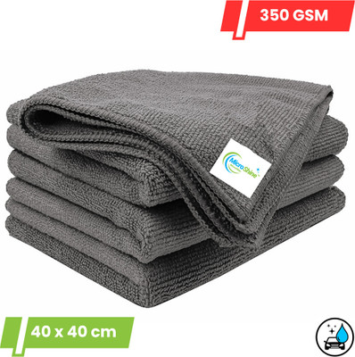 MICROSHINE Microfiber Vehicle Washing  Cloth(Pack Of 4, 350 GSM)