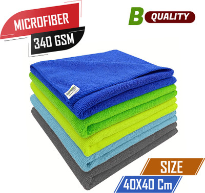 SOFTSPUN Microfiber Vehicle Washing  Cloth(Pack Of 5, 340 GSM)