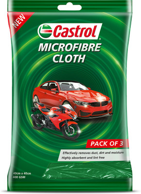 Castrol Microfiber Vehicle Washing Cloth(Pack Of 3, 400 GSM)