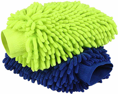Manu Hut Microfiber Vehicle Washing Hand Gloves Wet and Dry Microfiber Cleaning Cloth(2 Units)