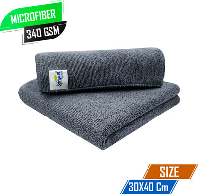 SOFTSPUN Microfiber Vehicle Washing  Cloth(Pack Of 2, 340 GSM)
