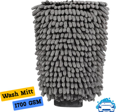 MICROSHINE Microfiber Vehicle Washing  Washing Mitt Hand Glove(Pack Of 1, 1700 GSM)