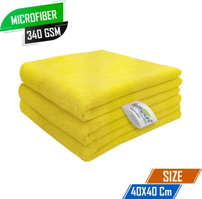 SOFTSPUN Microfiber Vehicle Washing  Cloth(Pack Of 3, 340 GSM)