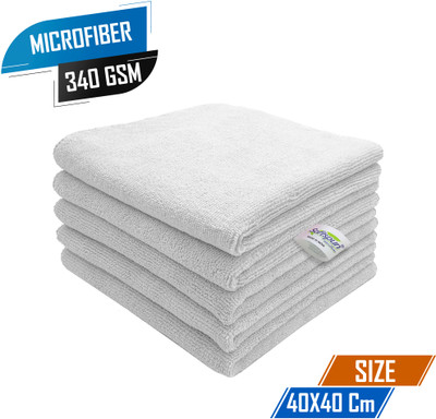 SOFTSPUN Microfiber Vehicle Washing  Cloth(Pack Of 5, 340 GSM)