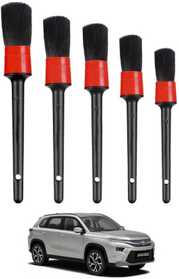 monolive Universal Red/Black Reusable & Waterproof Car Cleaning Brushes Set Of 5-141 Wet and Dry Duster Set