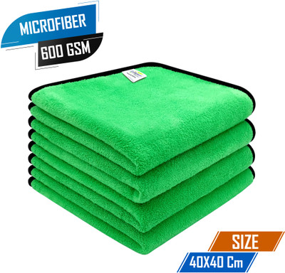 SOFTSPUN Microfiber Vehicle Washing  Cloth(Pack Of 4, 600 GSM)