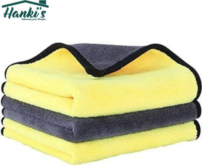 Hanki's Microfiber Vehicle Washing  Cloth(Pack Of 3, 600 GSM)