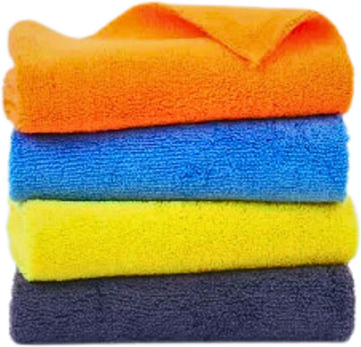 MICROSHINE Microfiber Vehicle Washing  Cloth(Pack Of 4, 400 GSM)