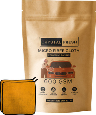 CRYSTALFRESH Microfiber Vehicle Washing  Cloth(Pack Of 2, 600 GSM)