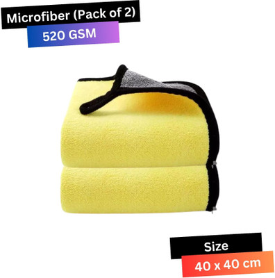 Fibercozy Microfiber Vehicle Washing  Cloth(Pack Of 2, 520 GSM)