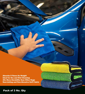 WASEF Fabric Vehicle Washing  Cloth(Pack Of 3, 300 GSM)