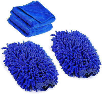 Zentrova Microfiber Vehicle Washing  Washing Mitt Hand Glove(Pack Of 3, 600 GSM)