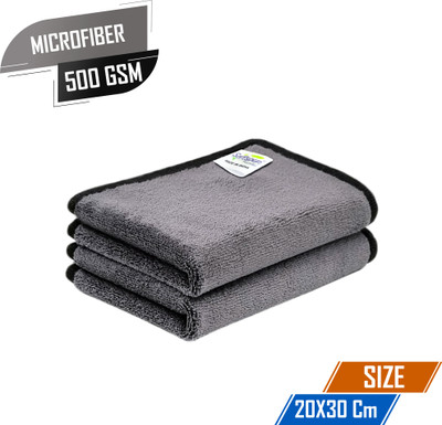 SOFTSPUN Microfiber Vehicle Washing  Cloth(Pack Of 2, 500 GSM)