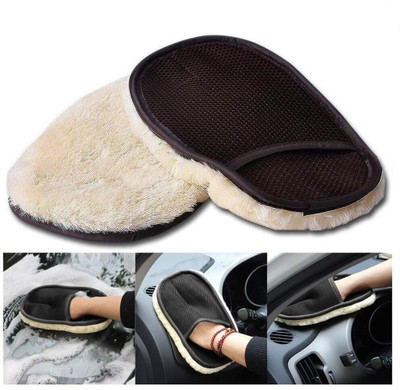 Campark Wool Vehicle Washing  Washing Mitt Hand Glove(Pack Of 2, 800 GSM)