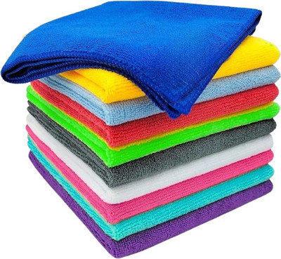 Cotton Bolls Textiles Microfiber Vehicle Washing  Cloth(Pack Of 10, 300 GSM)
