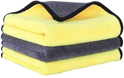 QNJL Microfiber Vehicle Washing  Cloth(Pack Of 3, 500 GSM)